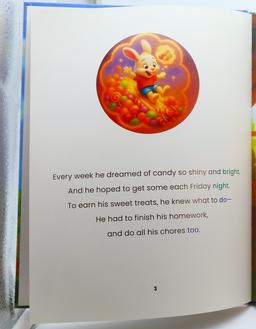 Inside spread - Benny dreaming of candy